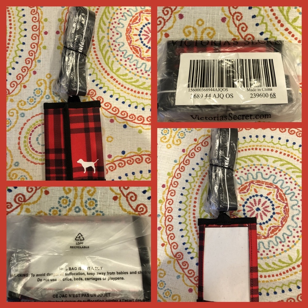 BNWT Pink Victoria’s Secret Red Plaid Lanyard